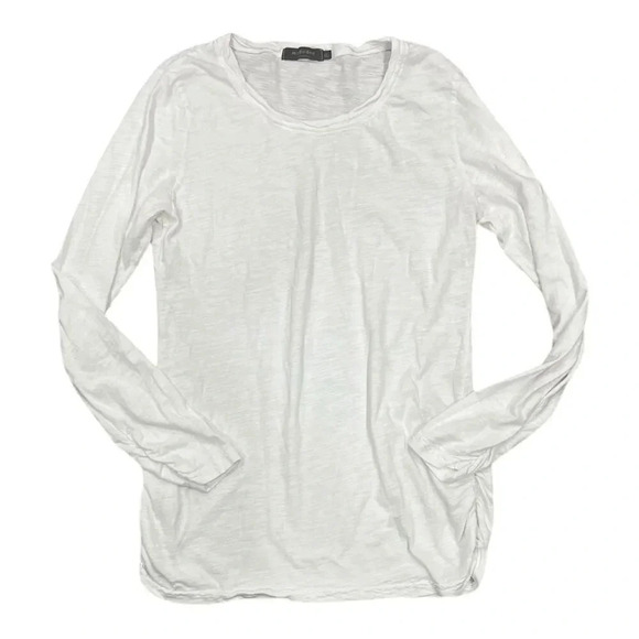 Mododoc White Long Sleeve Ruched Side Detail Tee L - Picture 1 of 3